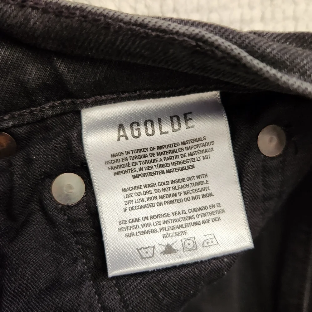 Agolde black/charcoal black organic cotton high-rise straight leg jeans sz 26